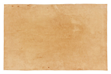 old paper isolated on white background , with clipping path