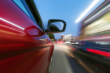 Obraz na płótnie Canvas car on the road with motion blur background.