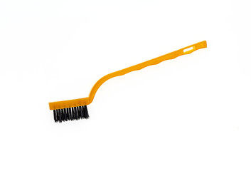 plastic cleaning brush on white background.