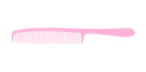 pink hair brush on white background.