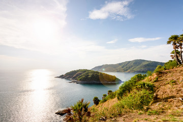High angle view island and sea at Laem Phromthep scenic point