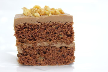  Chocolate sponge cakes on white plate.