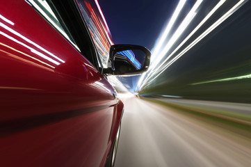 Fototapeta na wymiar car on the road with motion blur background.