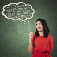Female college student learning multi language