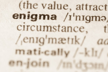 Obraz premium Dictionary definition of word enigma