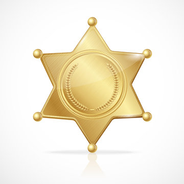 Vector golden sheriff badge star empty