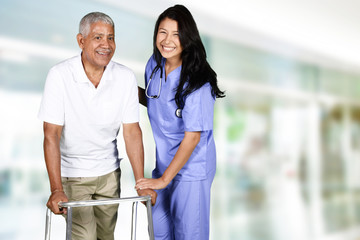  Health Care Worker and Elderly Man