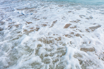 Soft Sea Ocean Waves Wash Over Sand