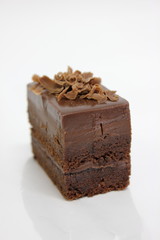  Chocolate sponge cakes on white plate.