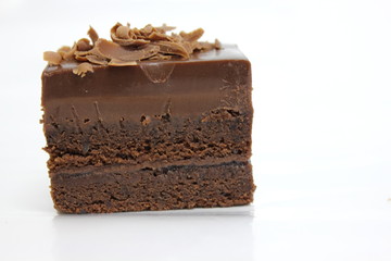  Chocolate sponge cakes on white plate.