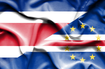 Waving flag of Cape Verde and Costa Rica