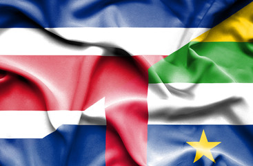 Waving flag of Central African Republic and Costa Rica