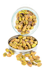 Jar filled with pistachio nuts