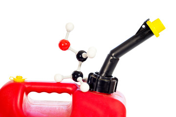 Naklejka premium Gasoline can for the molecule for Ethanol on it