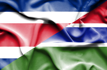 Waving flag of Gambia and Costa Rica