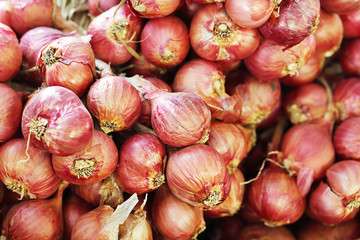 Organic Shallot Onions in Market for Background Uses.