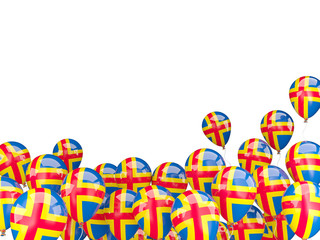 Flying balloons with flag of aland islands