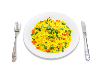 Boiled rice with vegetables