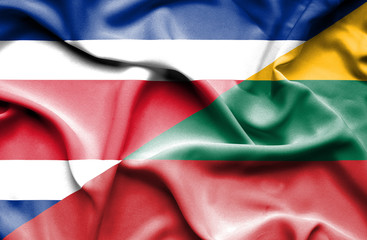 Waving flag of Lithuania and Costa Rica