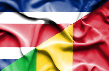 Waving flag of Mali and Costa Rica