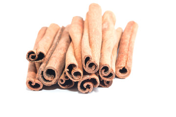 Cinnamon sticks on white background
