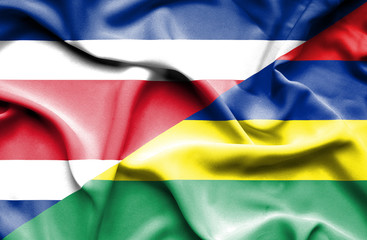 Waving flag of Mauritius and Costa Rica