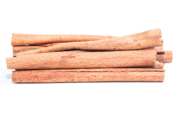 Cinnamon sticks on white background
