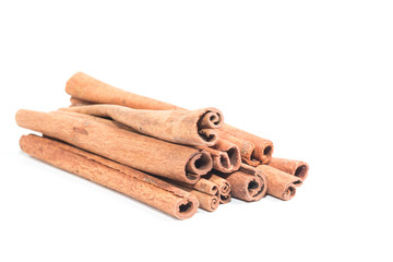 Cinnamon sticks on white background
