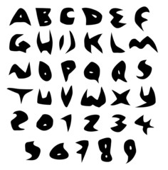 creepy alphabet sharp vector fonts in black over white © johnjohnson