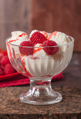Delicious bowl of raspberry ice cream