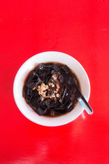 Grass jelly or Chinese vegetable jelly black in color, Chinese dessert