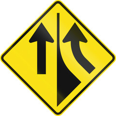 Australian road warning sign - Merging from the right