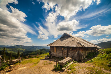 Old wooden traditional house in the mountains