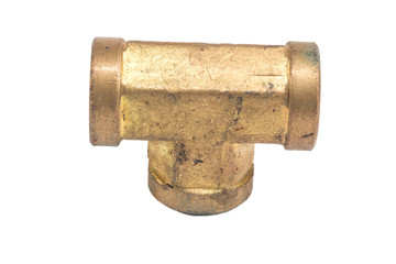 Threaded Copper pipe fitting isolate on white
