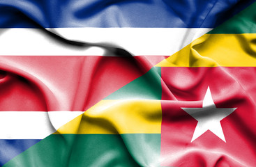 Waving flag of Togo and Costa Rica