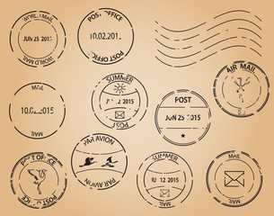 old postage stamps - vector black elements