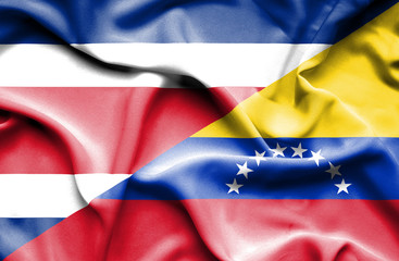 Waving flag of Venezuela and Costa Rica