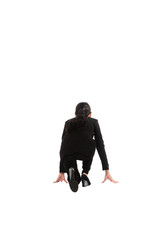 Asian business woman running