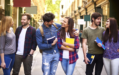 Three couples going back from the University.