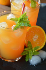 refreshing drink orange and mint
