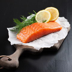 Delicious salmon fillet, rich in omega 3 oil