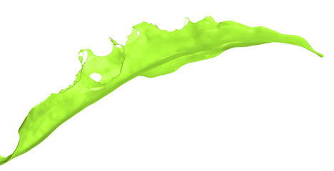 Isolated shot of green paint splash on white background