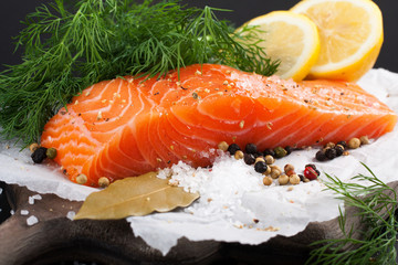 Delicious salmon fillet, rich in omega 3 oil