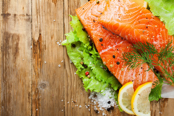 Delicious salmon fillet, rich in omega 3 oil