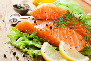 Delicious salmon fillet, rich in omega 3 oil