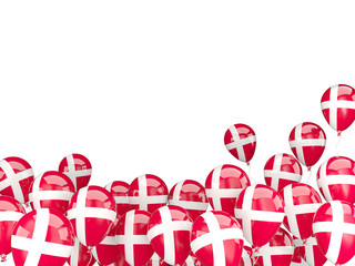 Flying balloons with flag of denmark