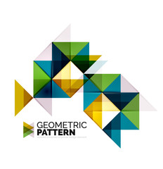 Geometric triangle mosaic pattern element isolated on white