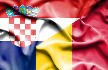 Waving flag of Chad and Croatia