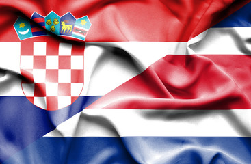 Naklejka premium Waving flag of Costa Rica and Croatia