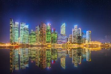 Singapore Skyline and view of Marina Bay